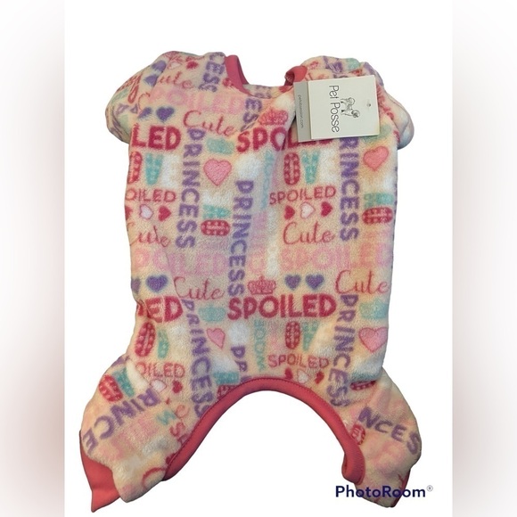 PET POSSE DOG GIRL FLEECE PAJAMAS PRINCESS SPOILED CUTE MEDIUM - Picture 1 of 4